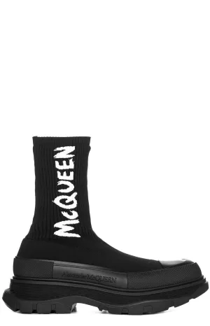 Alexander McQueen Graffiti Knit Tread Slick Boots