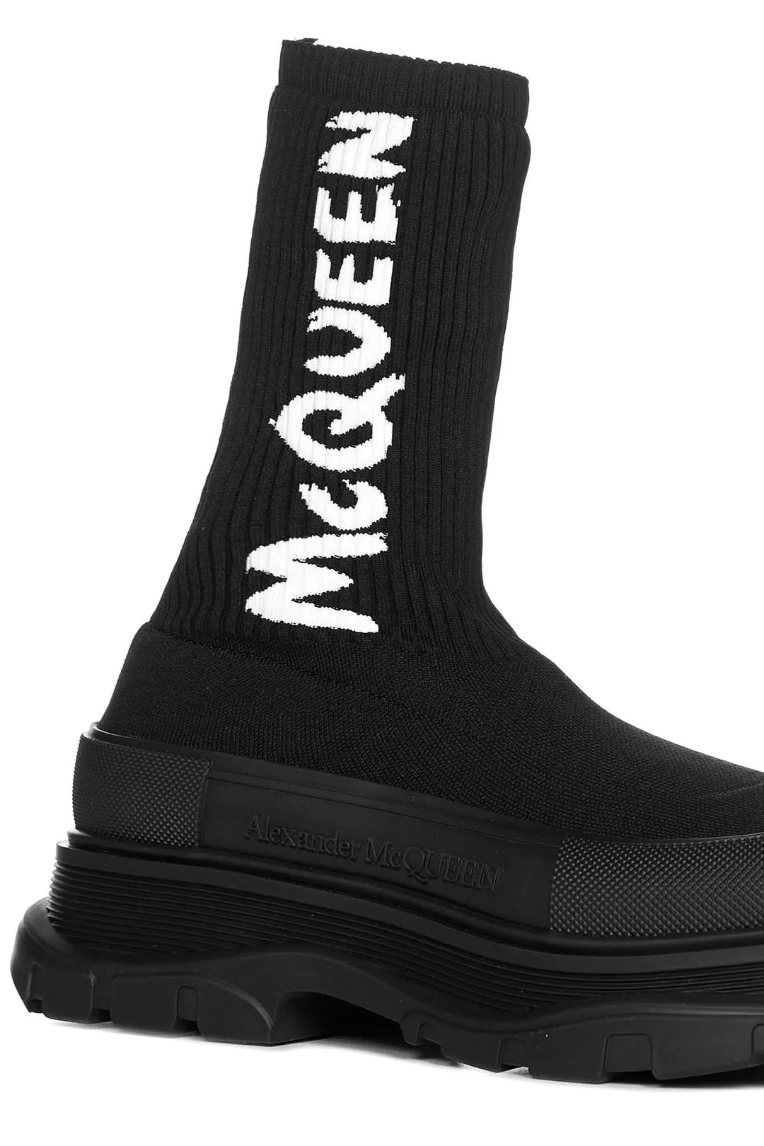 Alexander McQueen Graffiti Knit Tread Slick Boots
