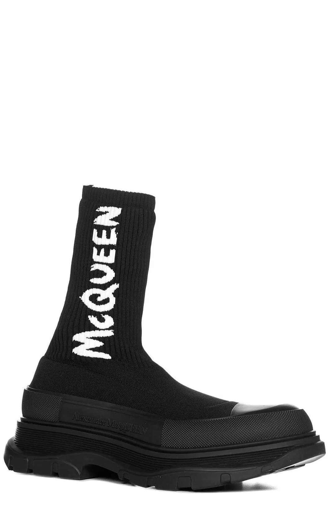 Alexander McQueen Graffiti Knit Tread Slick Boots