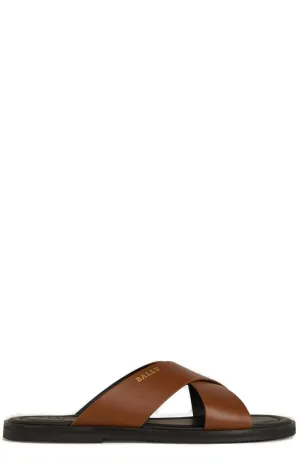 Bally Jair Cross Strap Logo Embossed Sandals