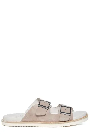 Brunello Cucinelli Open Toe Buckle Slides