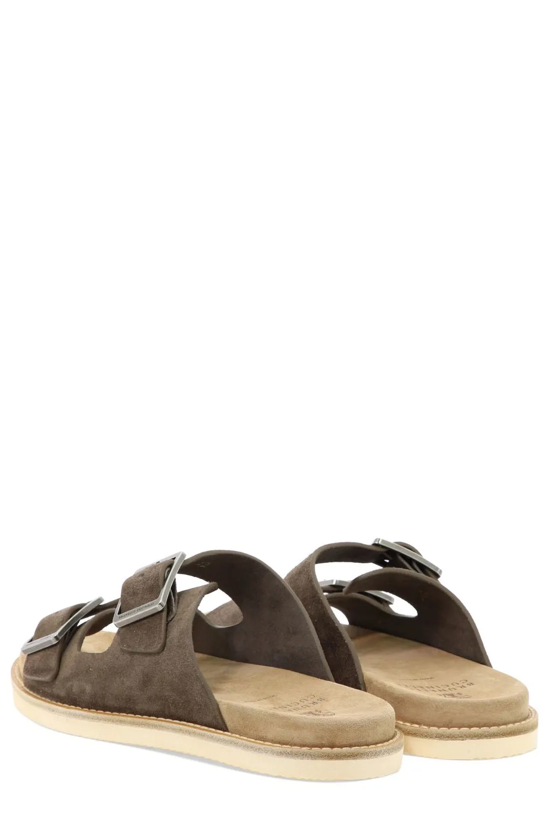 Brunello Cucinelli Open Toe Buckle Slides