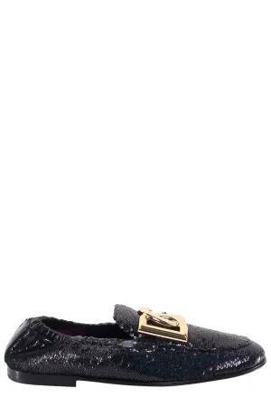 Dolce & Gabbana DG Logo Sequin Embellished Slippers