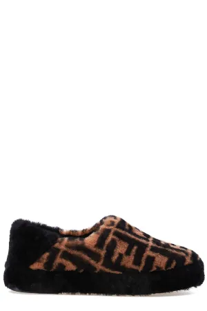 Fendi FF Print Shearling Loafers