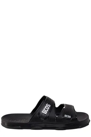 GCDS Logo Print Touch Strap Sandals