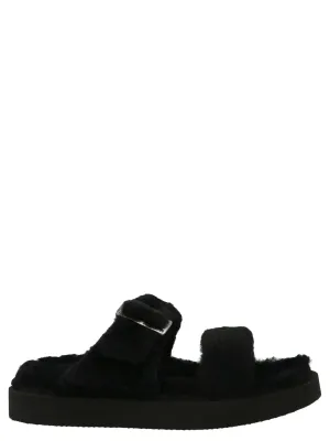 Giuseppe Zanotti Furry Buckled Slip On Sandals
