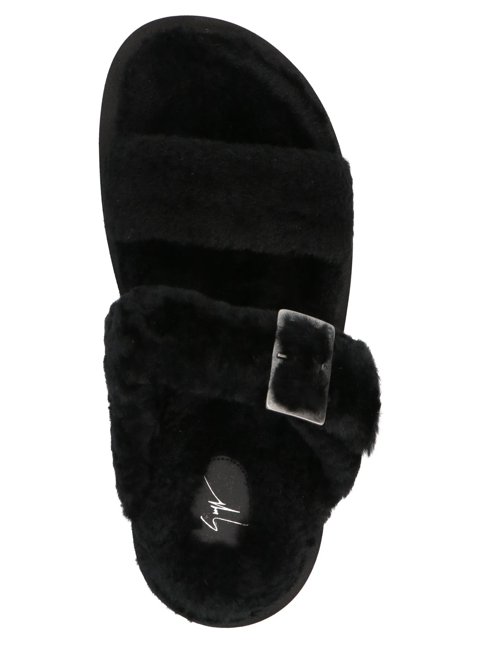 Giuseppe Zanotti Furry Buckled Slip On Sandals