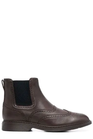 Hogan Perforated-Detailed Ankle Boots