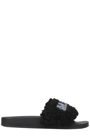 Marni Logo Print Shearling Slide Sandals