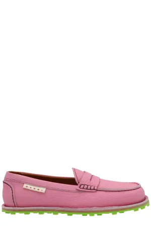 Marni Round Toe Slip-On Loafers