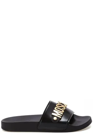 Moschino Lettering Logo Pool Slides