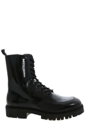 Moschino Logo Detailed Ankle Boots