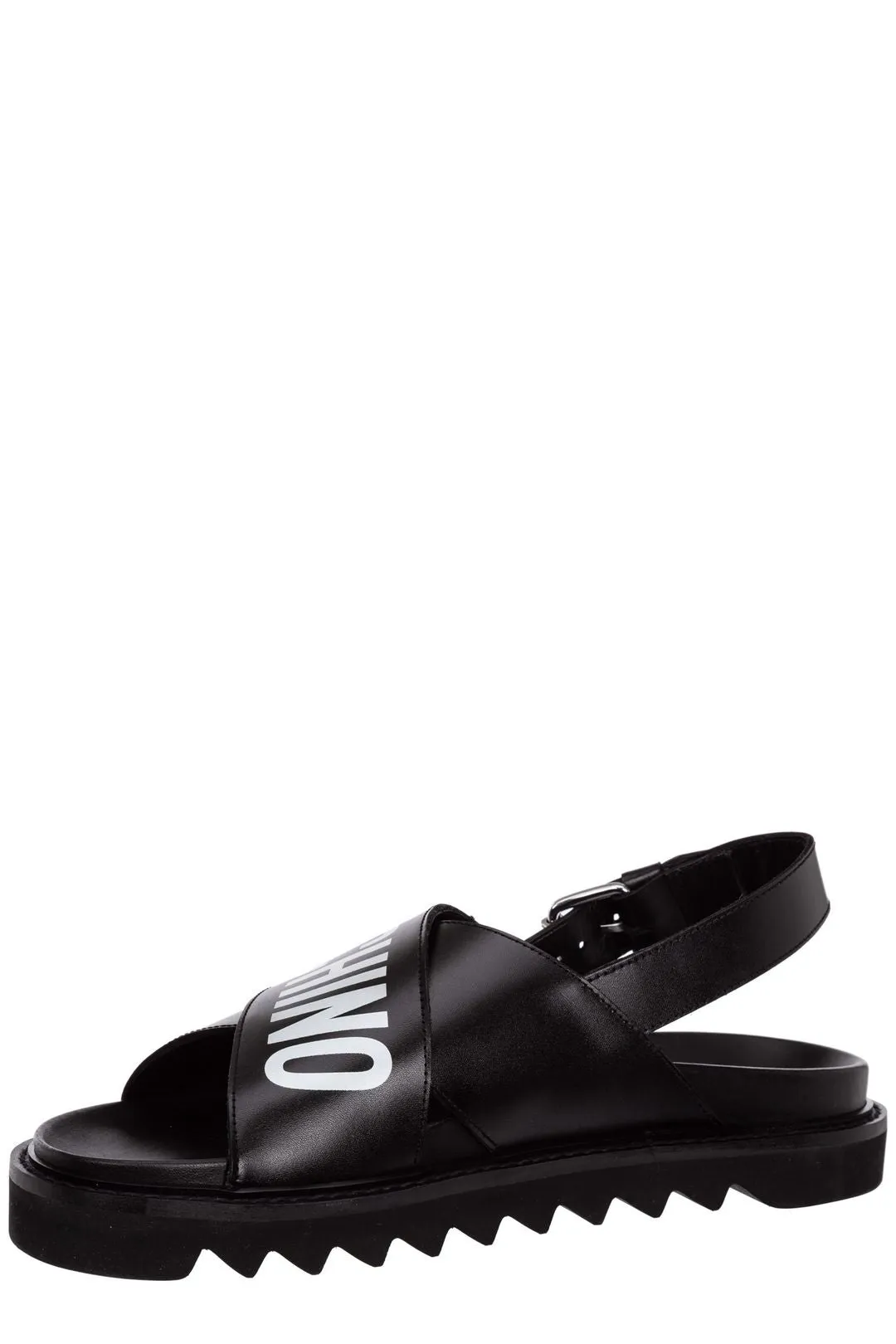 Moschino Logo Printed Cross Sandals