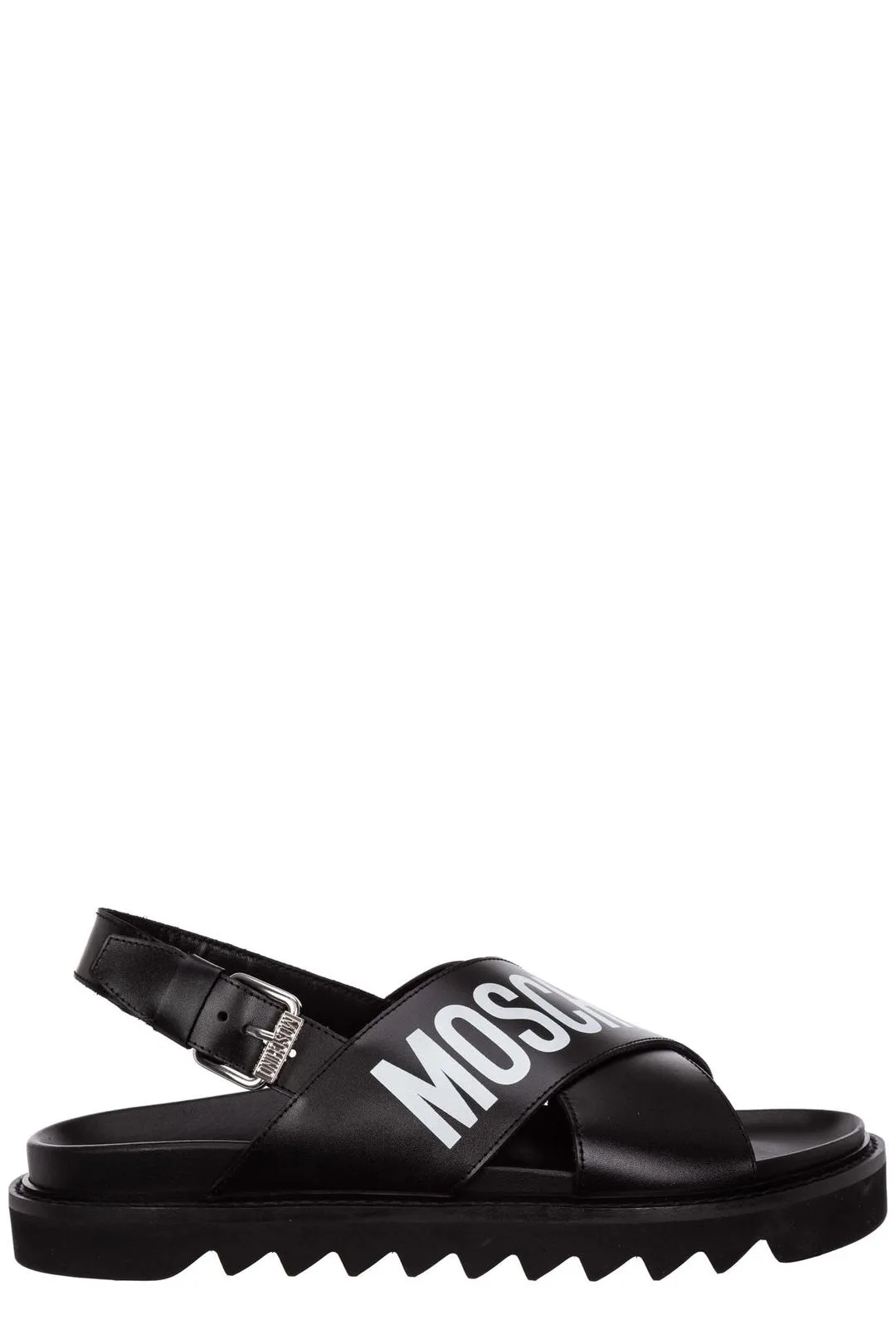 Moschino Logo Printed Cross Sandals