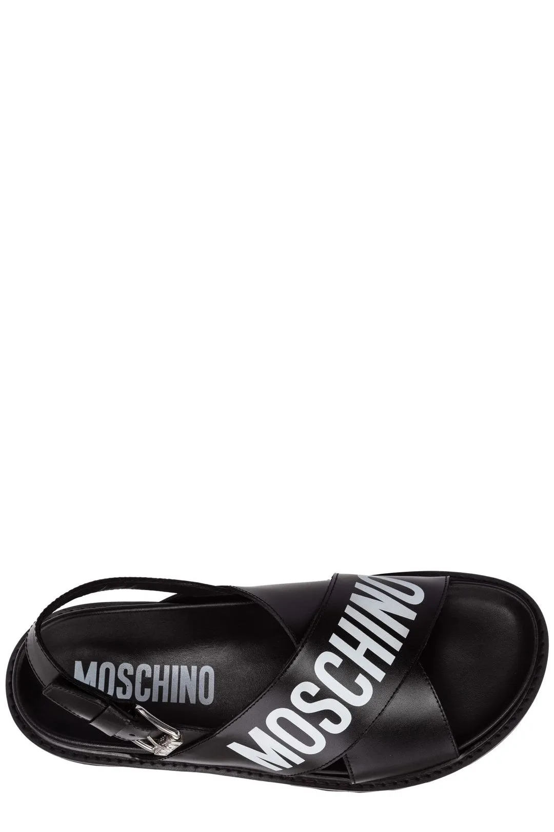 Moschino Logo Printed Cross Sandals