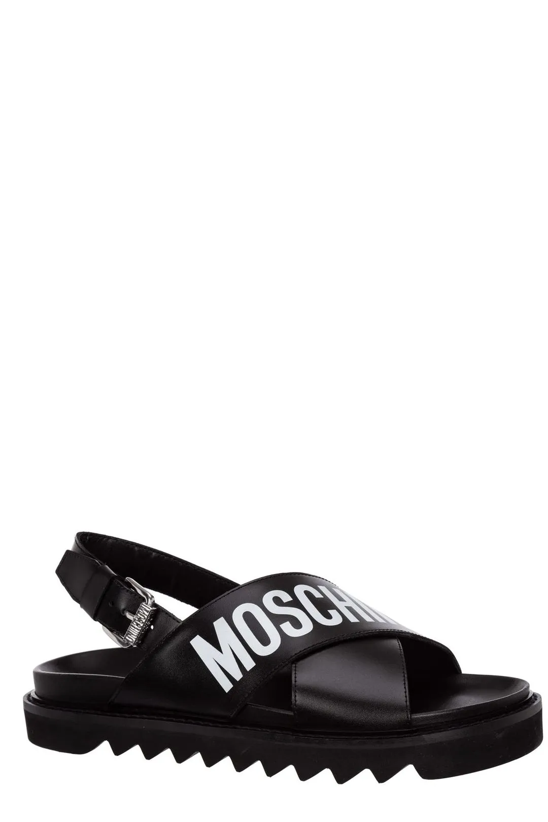 Moschino Logo Printed Cross Sandals