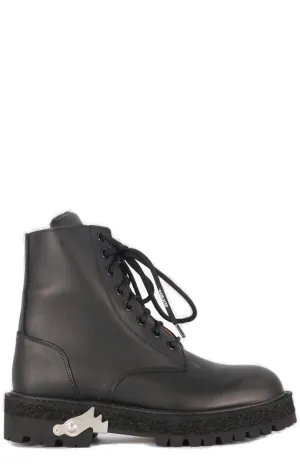 Off-White Metallic-Detail Combat Boots