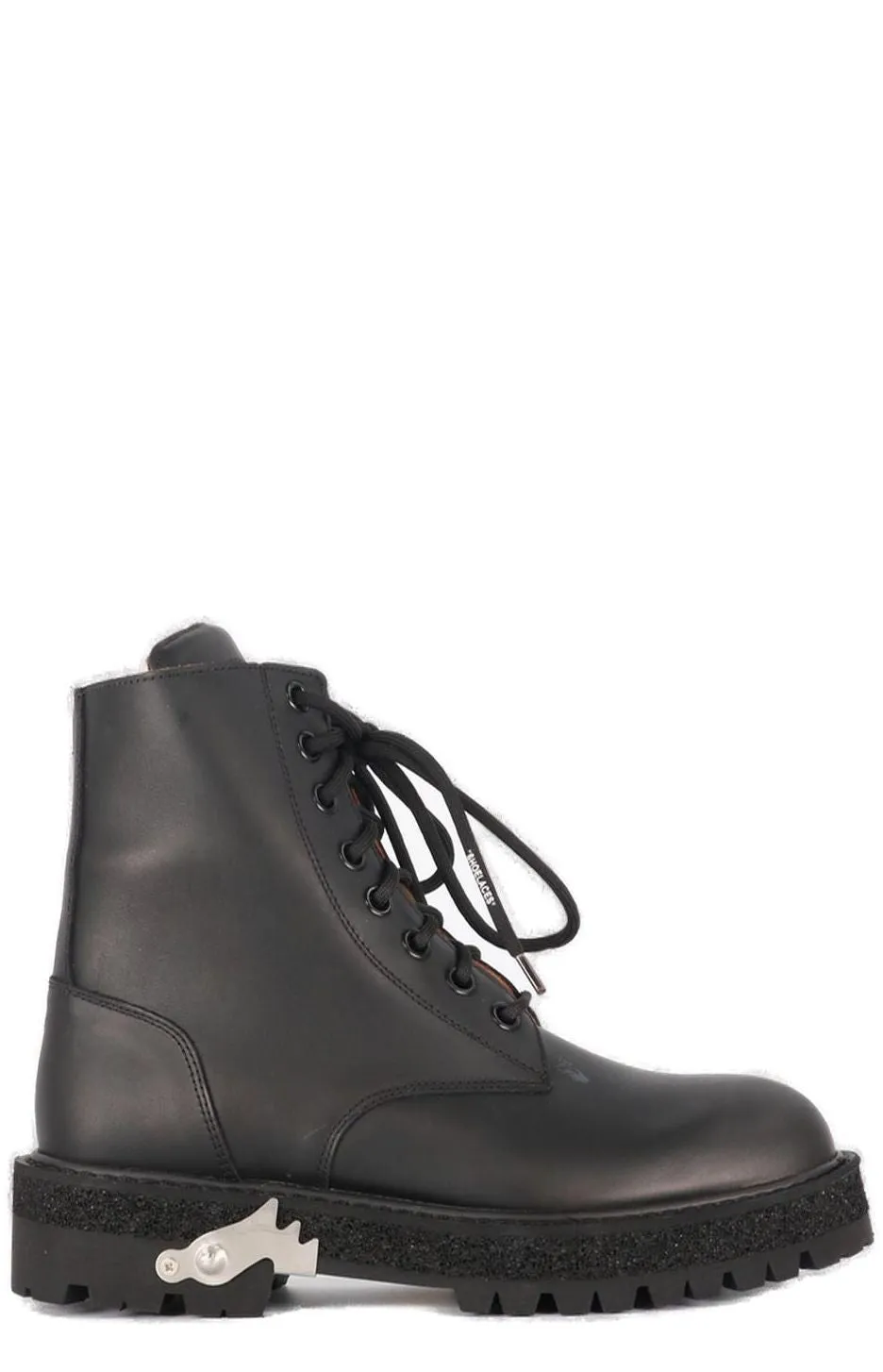 Off-White Metallic-Detail Combat Boots