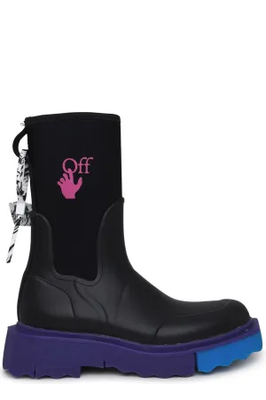 Off-White Rainboot Sponge Logo Printed Ankle Boots