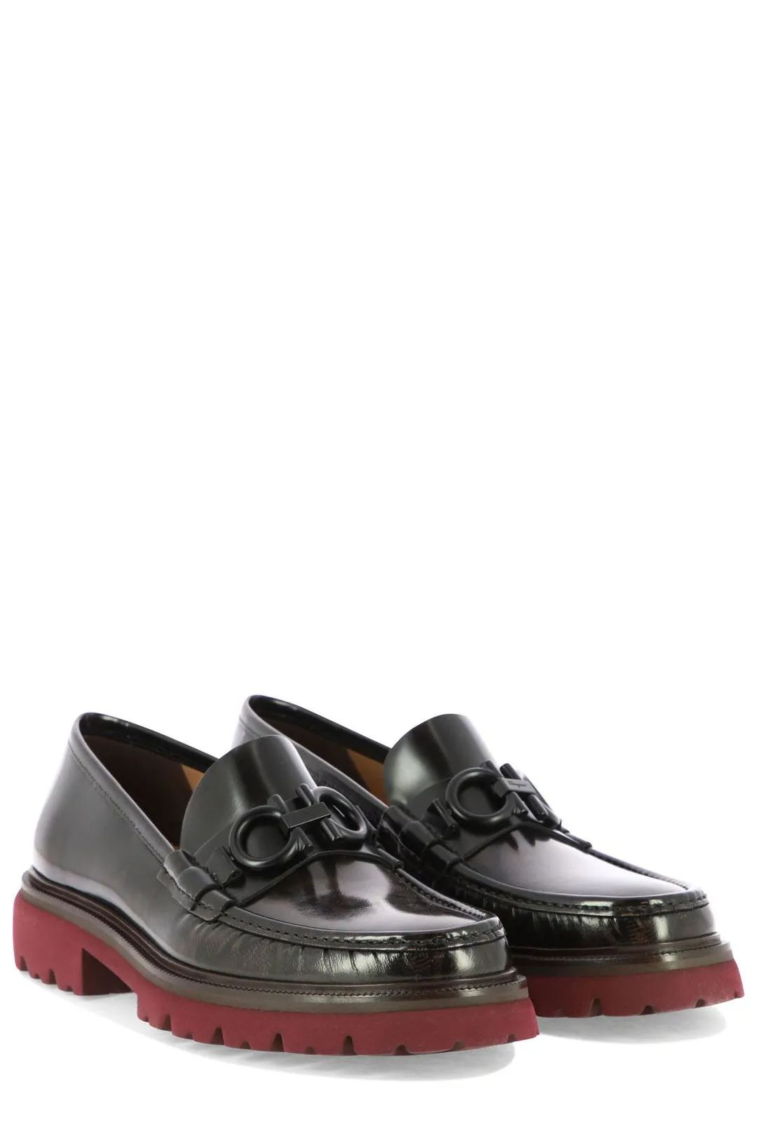 Salvatore Ferragamo Gancini Plaque Almond Toe Loafers