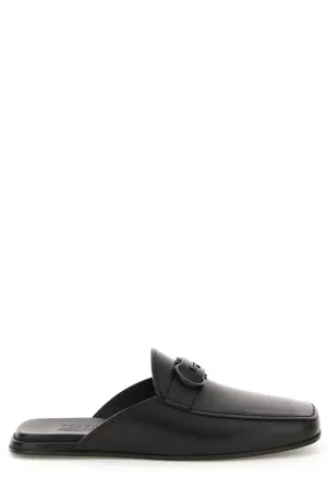 Salvatore Ferragamo Gancini Plaque Square Toe Mules