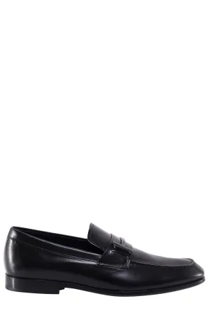 Tod's Logo Plaque Almond Toe Loafers