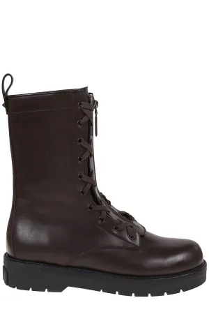 Valentino Logo Detailed Combat Boots