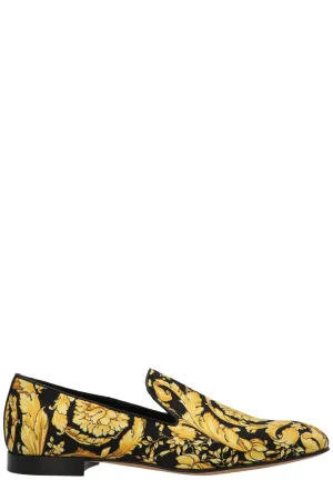 Versace Baroque Pattern Pointed Toe Loafers