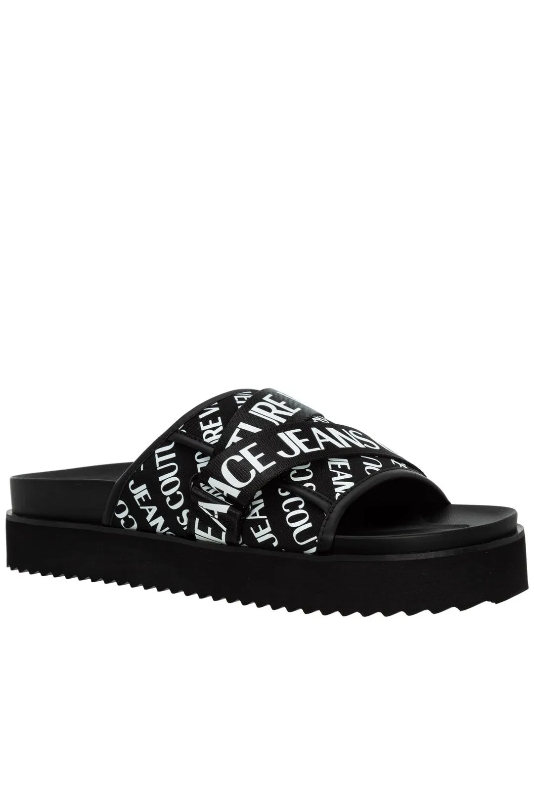 Versace Jeans Couture Baroque Printed Logo Strap Sandals