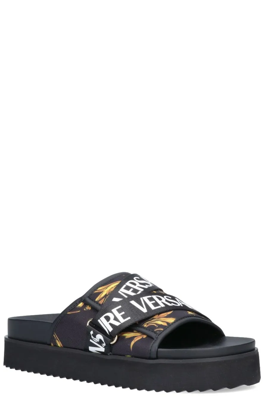 Versace Jeans Couture Logo Strap Open Toe Slides
