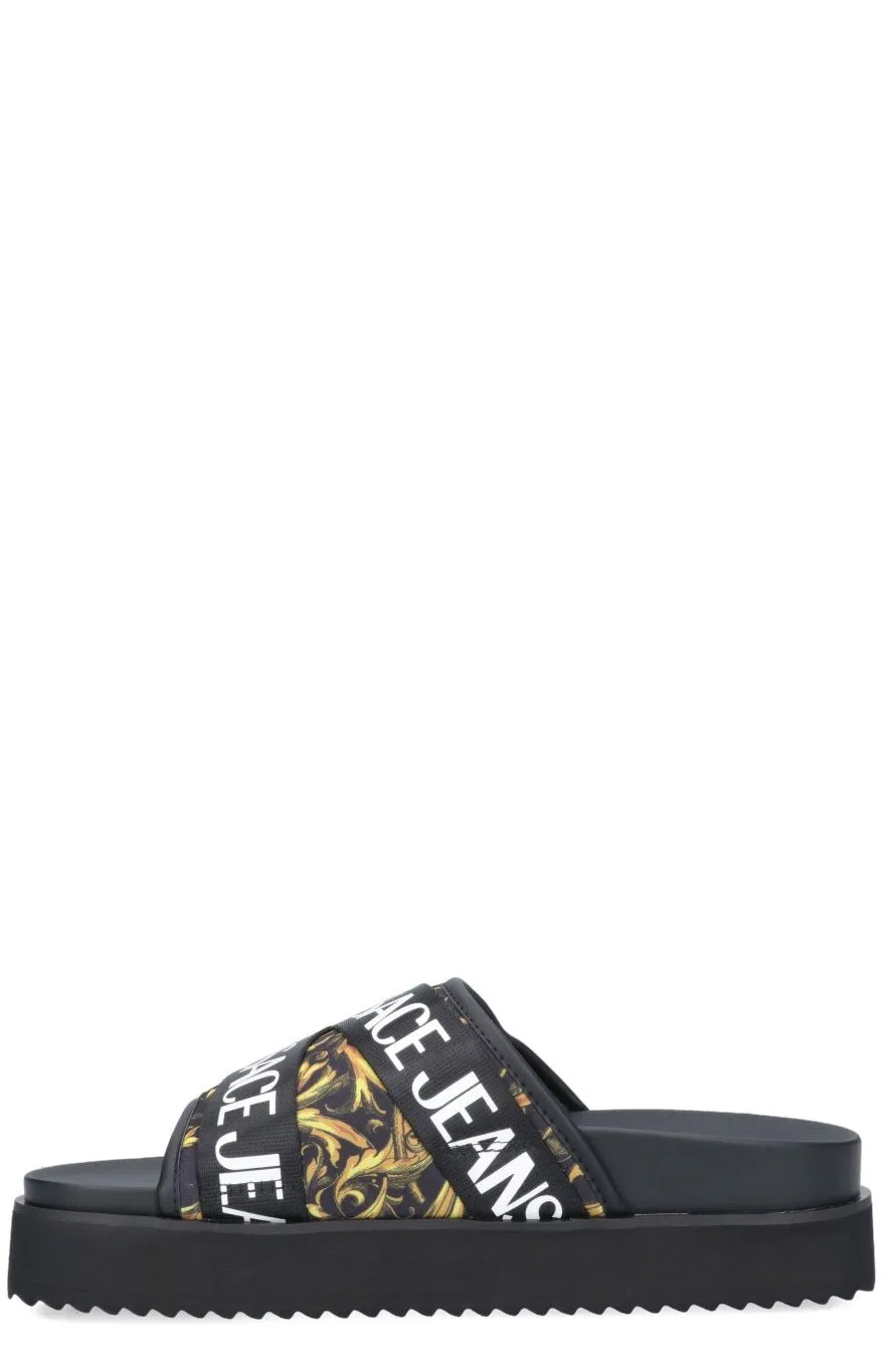 Versace Jeans Couture Logo Strap Open Toe Slides