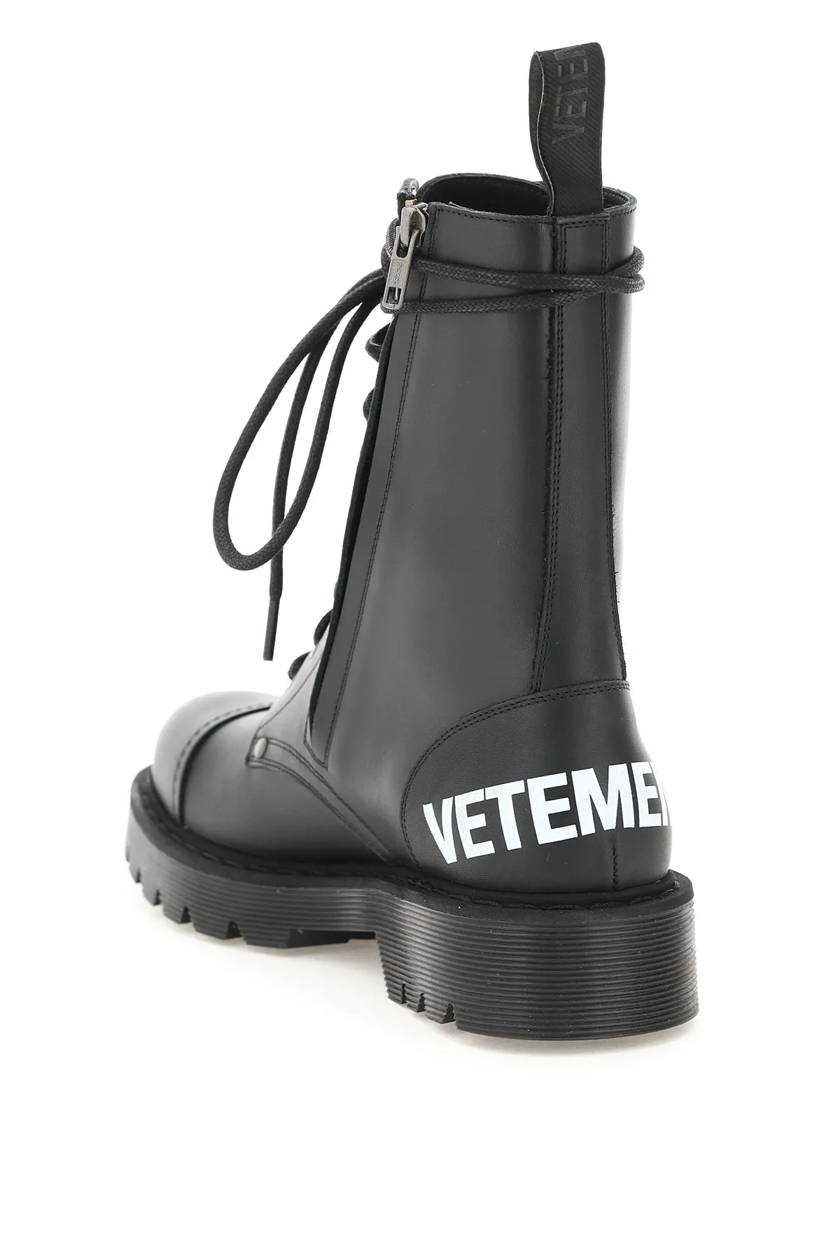 Vetements Logo Printed Lace-Up Round Toe Boots