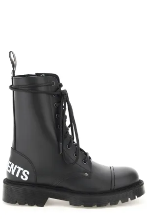 Vetements Logo Printed Lace-Up Round Toe Boots