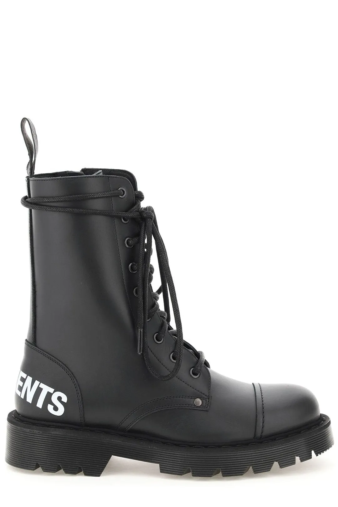 Vetements Logo Printed Lace-Up Round Toe Boots